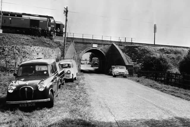 8th August 1963:  The Mail Train which was stopped on a bridge during 'The Great Train Robbery' so that it could be unloaded.  