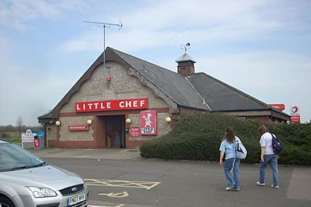 Little Chef at Feering services If you look carefully you can still see the outline of the old Happy Eater signage above the doorway