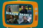 The orange Screen Babble television, featuring images from Yellowstone, Wolf, Bull, and Painkiller, as discussed in episode 38 (Credit: NationalWorld Graphics)