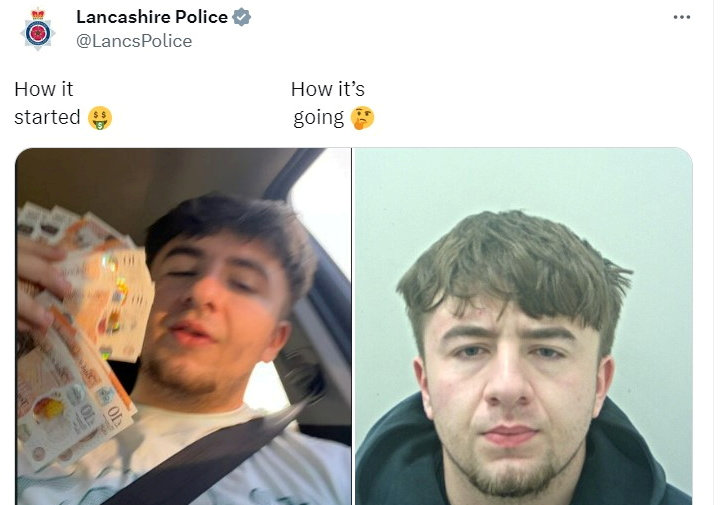 Arrogant criminal who recorded himself with wads of cash mocked by police as he’s jailed for over two years
