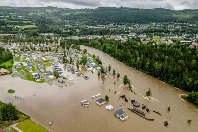 Flooding in Norway this week  (Photo by STIAN LYSBERG SOLUM/NTB/AFP via Getty Images)