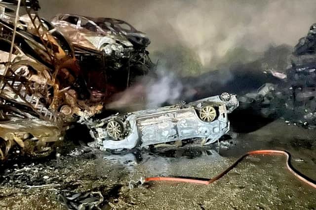 Hundreds of cars destroyed in huge fire at auctioneers’ scrapyard