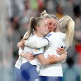 England celebrate Alessia Russo’s goal in quarter-final clash against Colombia