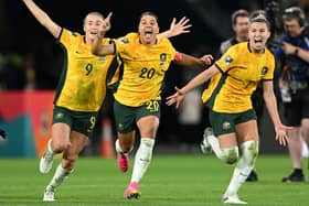 The Matildas celebrate their win over France in the quarter-finals of Women’s World Cup