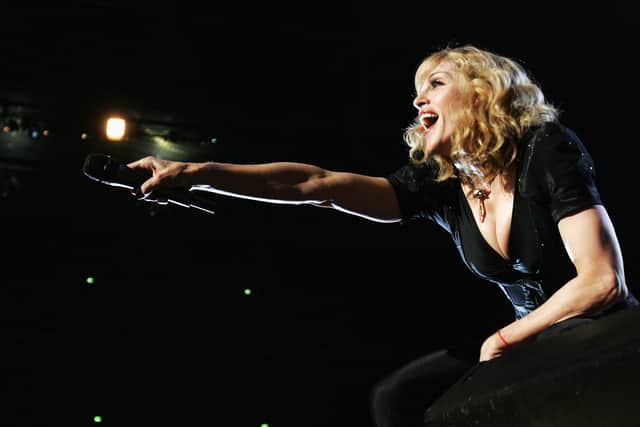 Madonna performs on stage during the Live Earth concert held at Wembley Stadium on July 7, 2007 in London.