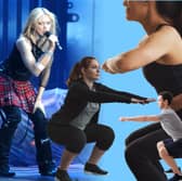 Tiktokers are trying to copy an iconic Madonna's dance routine and squat in heels in a new fitness challenge trend. Photo of Madonna by Getty Images, all others by Adobe Photos, composite image by NationalWorld/Kim Mogg.