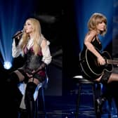 LOS ANGELES, CA - MARCH 29:  Singers Madonna (L) and Taylor Swift perform 'Ghost Town' onstage during the 2015 iHeartRadio Music Awards which broadcasted live on NBC from The Shrine Auditorium on March 29, 2015 in Los Angeles, California.  (Photo by Kevin Winter/Getty Images for iHeartMedia)