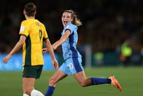 Ella Toone celebrates her opener in the semi final of the FIFA World Cup. Cr: Getty Images