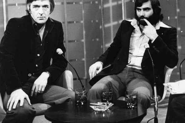 Michael Parkinson (left) with footballer George Best (right) on the Thames Television's 'Today' progamme
