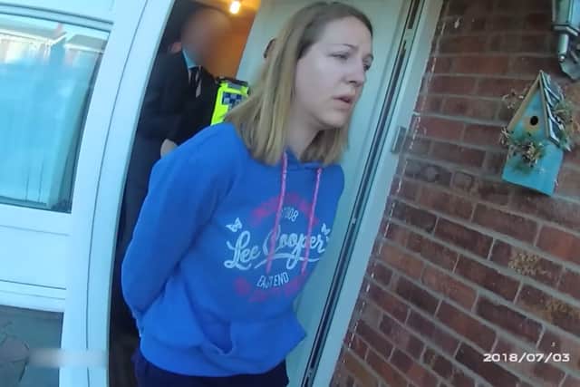 Lucy Letby, shown being arrested in 2018, was convicted of the murder of seven babies and the attempted murder of six other during her time as a neonatal nurse at Countess of Chester Hospital. (Picture: Cheshire Constabulary/PA Wire)
