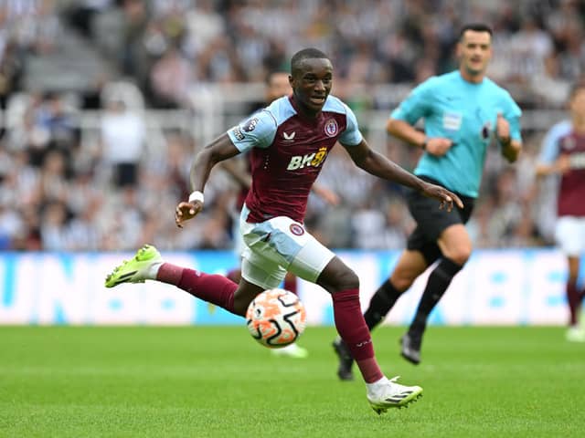 Aston Villa’s Moussa Diaby in action against Newcastle