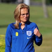 WINDSOR, ENGLAND - JULY 05: Sarina Wiegman, Head Coach of England, arrives as the Lionesses depart for the FIFA Women's World Cup at De Vere Beaumont Estate on July 05, 2023 in Windsor, England. (Photo by Andrew Redington/Getty Images)