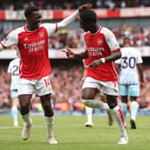 Eddie Nketiah (L) and Bukayo Saka - the two goal scorers against Nottingham Forest