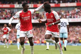 Eddie Nketiah (L) and Bukayo Saka - the two goal scorers against Nottingham Forest