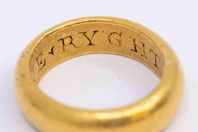 The circa 1560 posy ring,  a popular 16th century love token, bears a mystery message. 