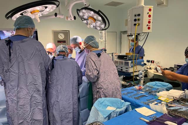 A womb transplant is performed on a 34-year-old woman. Surgeons have performed the UK's first womb transplant on a woman whose sister was the living donor. (Womb Transplant UK/PA Wire)