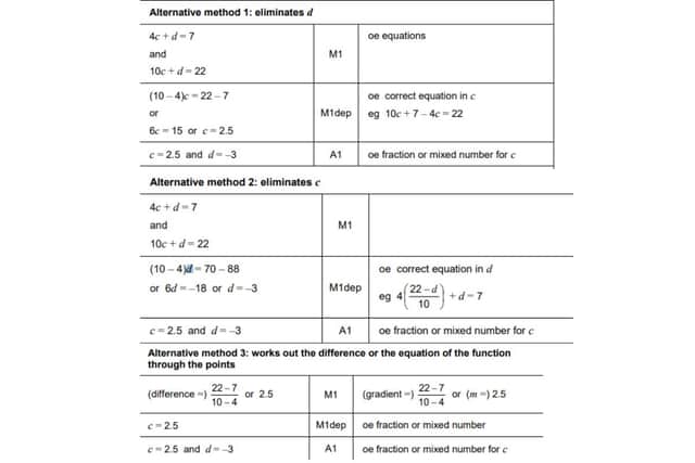 Answers for the third Maths question in our test