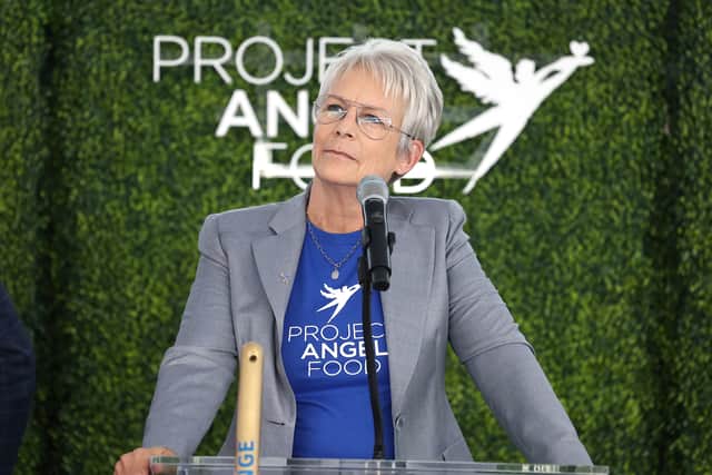 Jamie Lee Curtis, Project Angel Food Honorary Chair at Project Angel Food Ground Breaking of $51 Million The Chuck Lorre Family Foundation Campus on August 03, 2023 in Los Angeles, California. (Photo by Tommaso Boddi/Getty Images for Project Angel Food)