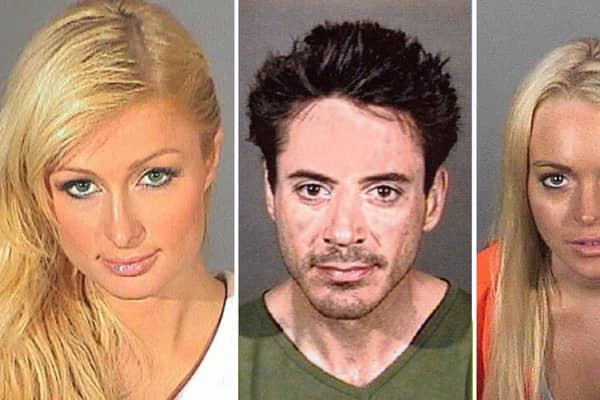 Paris Hilton (left), Robert Downey Jr, and Lindsay Lohan have had their mugshots taken. 