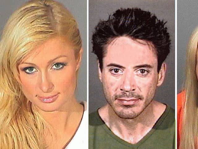 Paris Hilton (left), Robert Downey Jr, and Lindsay Lohan have had their mugshots taken. 