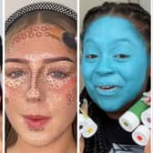 TikTok has inspired some unusual beauty trends, including straw contouring and blue foundation. Photos by TikTok.