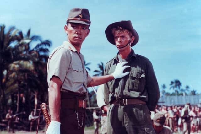 (L-R) Ryuichi Sakamoto and David Bowie in "Merry Christmas, Mr Lawrence" - the only collaboration between the two (Credit: Oshima Productions)