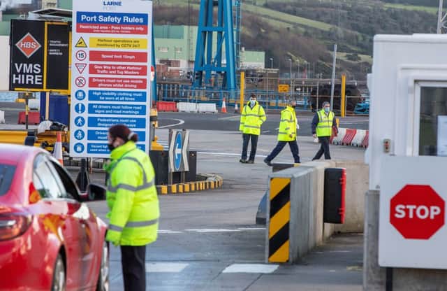 Border checks in Northern Ireland. Credit: PAUL FAITH/AFP via Getty Images