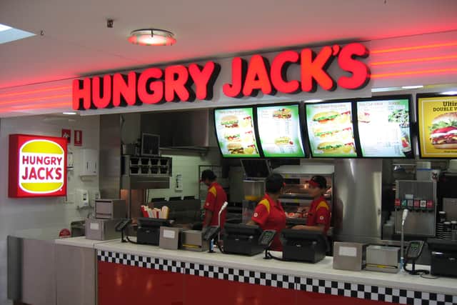 A Hungry Jacks in Australia - the work around Burger King came to after their dispute with Jack Cowin, the Australian trademark holder of "Burger King" (Credit: Benutzer:Hjanko @ Wikipedia)