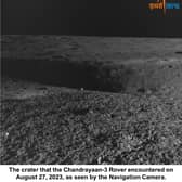 India's Moon rover navigates lunar craters (Image: Isro)