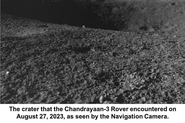 India's Moon rover navigates lunar craters (Image: Isro)