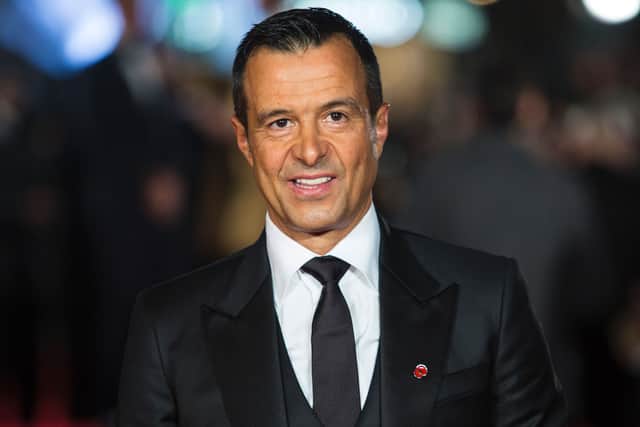 Portuguese football agent Jorge Mendes poses on arrival for the world premiere of the film Ronaldo in central London on November 9, 2015. (Credit: JACK TAYLOR/AFP via Getty Images)
