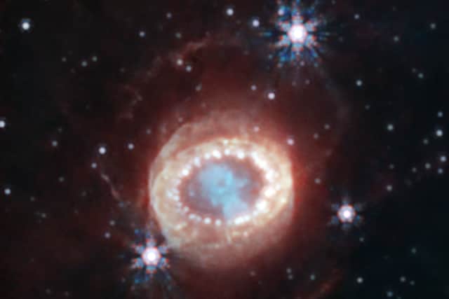 Webb’s NIRCam (Near-Infrared Camera) captured this detailed image of SN 1987A (Supernova 1987A). (Image: NASA, ESA, CSA, M. Matsuura (Cardiff University), R. Arendt (NASA’s Goddard Spaceflight Center & University of Maryland, Baltimore County), C. Fransson)