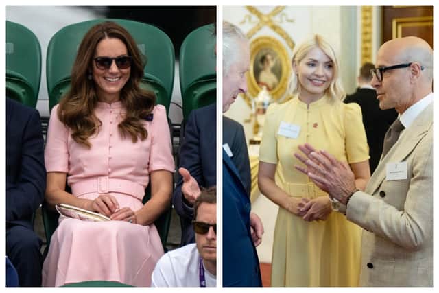 Holly Willoughby and Catherine, Princess of Wales, have worn the same dress before but in different colours. Photographs by Getty
