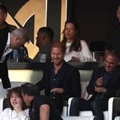 Prince Harry reacts during a match between Inter Miami CF and Los Angeles Football Club at BMO Stadium on September 03, 2023 in Los Angeles, California. (Photo by Harry How/Getty Images)