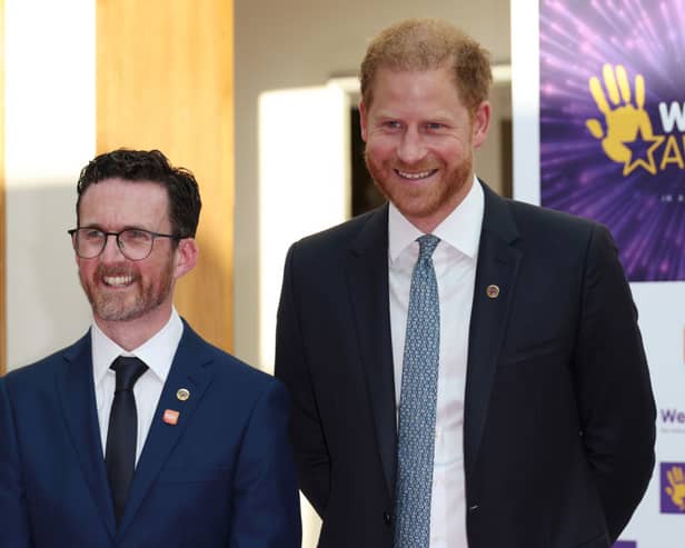 LONDON, ENGLAND - SEPTEMBER 07: Matt James, WellChild CEO and Prince Harry, Duke of Sussex attend the 2023 WellChild Awards at The Hurlingham Club on September 07, 2023 in London, England. (Photo by Tristan Fewings/Getty Images)