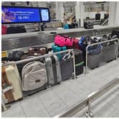 ‘Bags upon bags’ of unclaimed luggage pile up at Manchester Airport. (Photo: Mike @MancMike86 on X) 