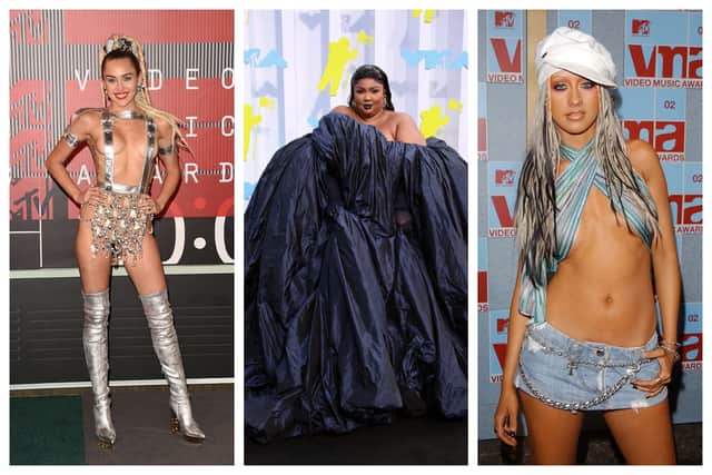 Miley Cyrus, Lizzo and Christina Aguilera have chosen some shockingly bad outfits to wear to the VMAs over the years. Photographs by Getty

