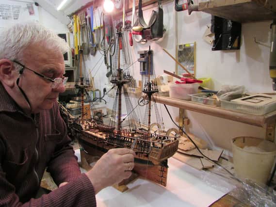 A Ukrainian man is building model ships fit for show in a museum from the middle of a war zone being constantly bombed (Shipwreck Treasure Museum / SWNS)