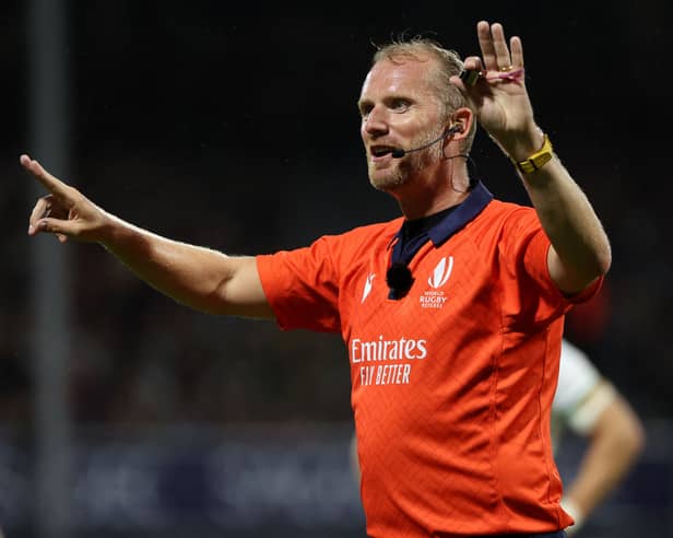English referee Wayne Barnes. Picture: ROMAIN PERROCHEAU/AFP via Getty Images