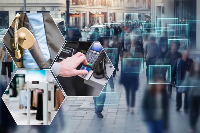 Shops have introduced various measures to try to prevent shop lifting, including facial recognition cameras, bag checks, security guards, barriers at self-serve tills and tags on everyday items. Photo by Adobe Photos. Composite image by NationalWorld/Kim Mogg.