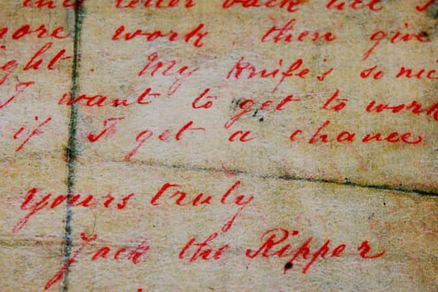 A 19th century letter, possibly a hoax, sent to the Central News Agency and signed in red ink by 'Jack the Ripper'