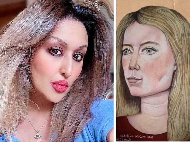 Artist Simone Malik (pictured) has created a picture of what she believes missing girl Madeleine McCann would look like now, aged 20. Images by SNWS/Simone Malik.