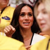 Britain's Meghan, Duchess of Sussex reacts as she attends a attend wheelchair basketball competition at the 2023 Invictus Games in Duesseldorf, western Germany on September 13, 2023. The Invictus Games, an international sports competition for wounded soldiers founded by British royal Prince Harry in 2014 run from September 9 to 16, 2023 in Duesseldorf. (Photo by Odd ANDERSEN / AFP) (Photo by ODD ANDERSEN/AFP via Getty Images)