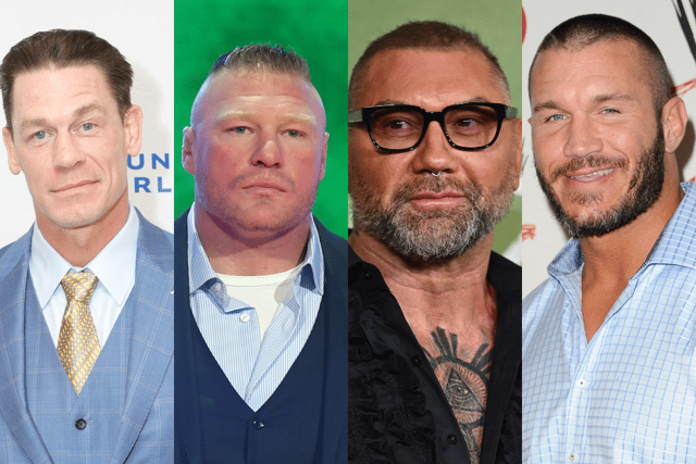 [L-R] John Cena, Brock Lesnar, Dave Bautista and Randy Orton are all graduates of OVW (Credit: Getty Images)