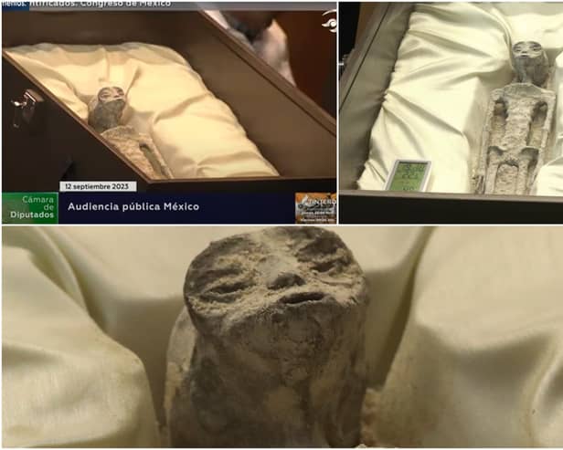 The mummified 'aliens' are claimed to have been found in Peru, and be over 1,000 years old (Photos: Screengrab)