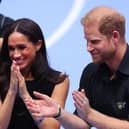 DUESSELDORF, GERMANY - SEPTEMBER 13: Prince Harry, Duke of Sussex and Meghan, Duchess of Sussex attend the Mixed Team Wheelchair Basketball Medal Ceremony during day four of the Invictus Games DÃ¼sseldorf 2023 on September 13, 2023 in Duesseldorf, Germany. (Photo by Joern Pollex/Getty Images for Invictus Games DÃ¼sseldorf 2023)