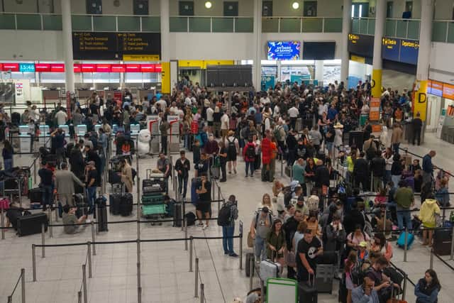 ‘S*** show’ at major UK airport as dozens of flights cancelled. (Photo: Getty Images) 