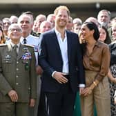 DUESSELDORF, GERMANY - SEPTEMBER 14: Prince Harry, Duke of Sussex and Meghan, Duchess of Sussex meet with NATO Joint Force Command and families from Italy and Netherlands during day five of the Invictus Games DÃ¼sseldorf 2023 on September 14, 2023 in Duesseldorf, Germany. (Photo by Sascha Schuermann/Getty Images for the Invictus Games Foundation)