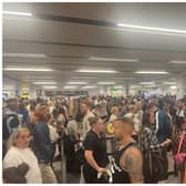 ‘Exhausted’ passengers face queues of ‘over 1000 people’ at UK airport. (Photo: Malcolm Murray PGA - @malmur on X) 