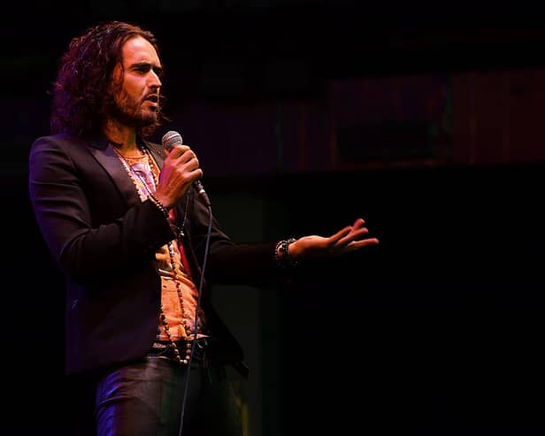British actor and stand-up comedian, Russell Brand performs during the Comedy Central Chuckle Festival 201, in Bangalore on June 27, 2015. Photograph by AFP via Getty Images